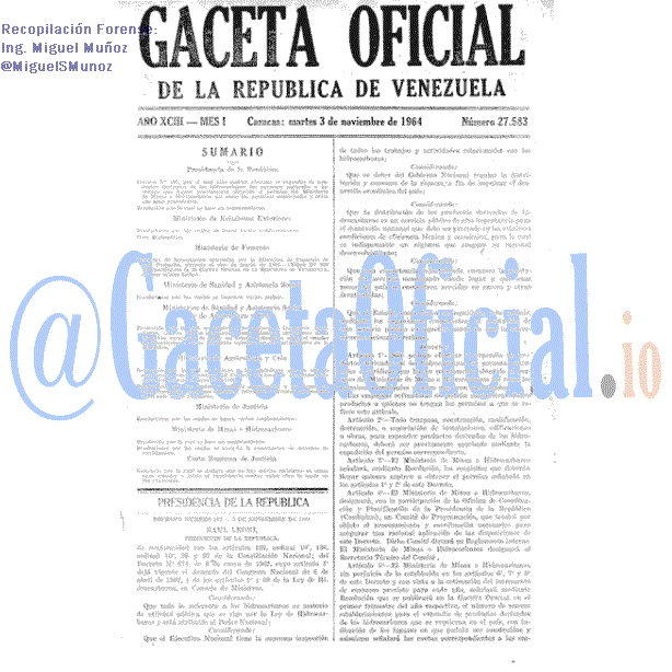 Gaceta Oficial 27583 del 3 Noviembre 1964