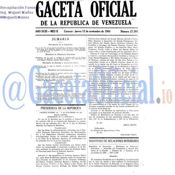 Gaceta Oficial 27591 del 12 Noviembre 1964