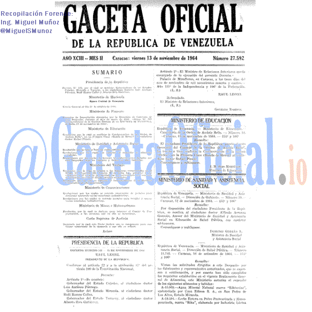 Gaceta Oficial 27592 del 13 Noviembre 1964