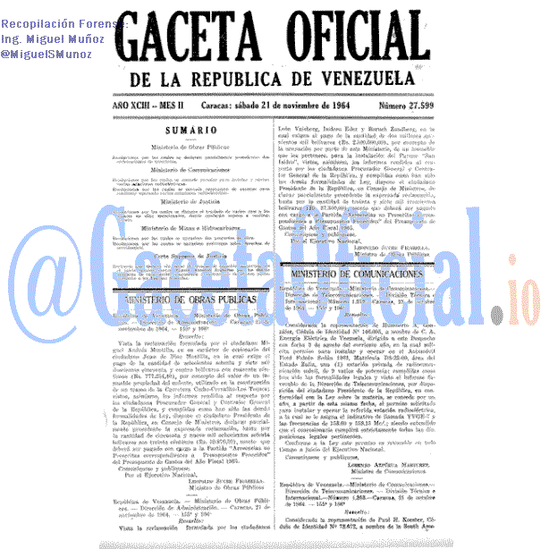Gaceta Oficial 27599 del 21 Noviembre 1964