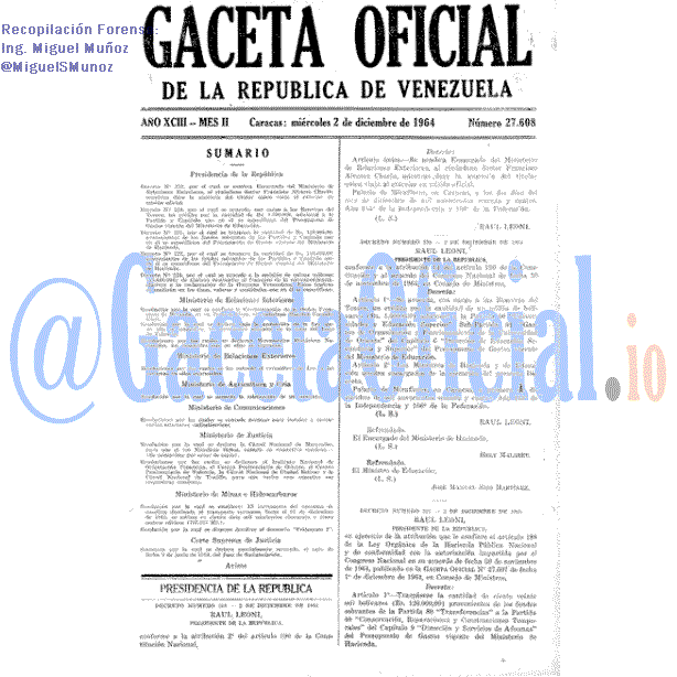 Gaceta Oficial 27608 del 2 Diciembre 1964