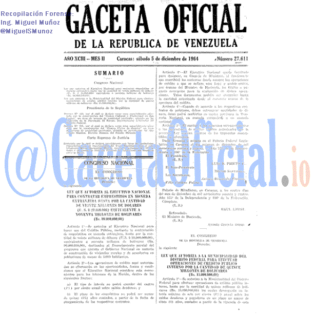 Gaceta Oficial 27611 del 5 Diciembre 1964
