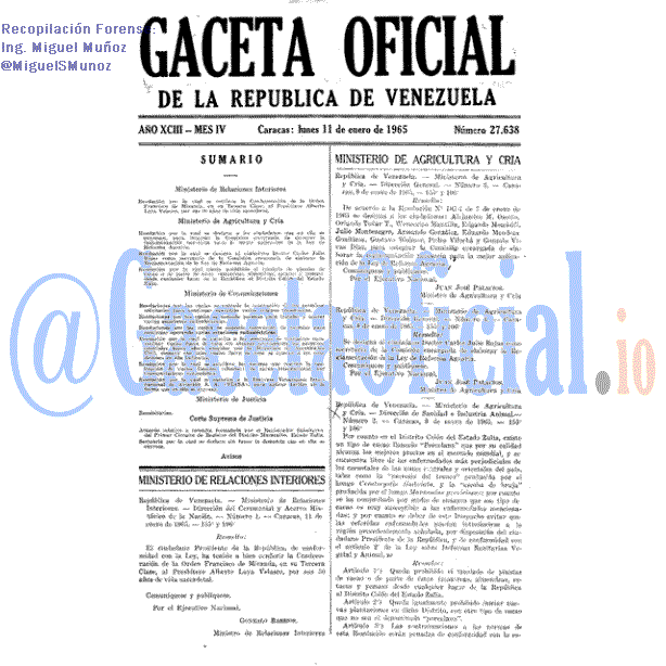 Gaceta Oficial 27638 del 11 Enero 1965
