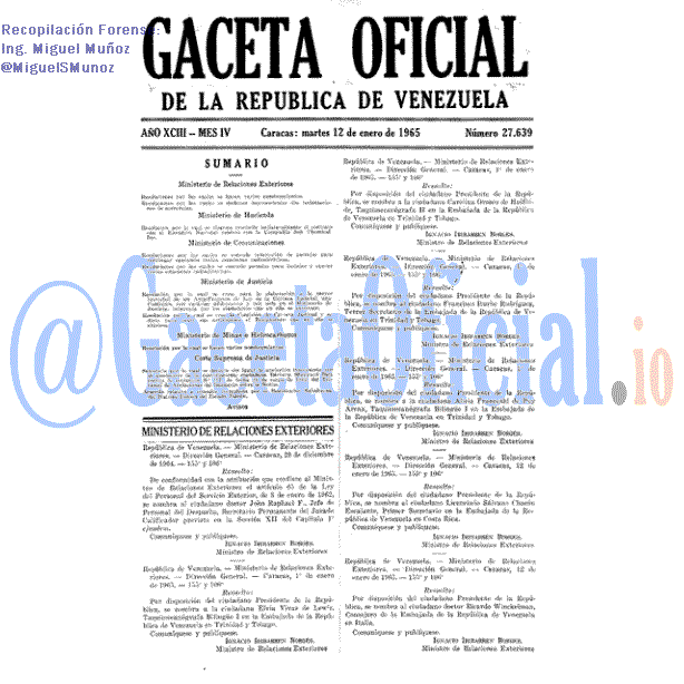 Gaceta Oficial 27639 del 12 Enero 1965