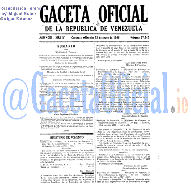 Gaceta Oficial 27640 del 13 Enero 1965