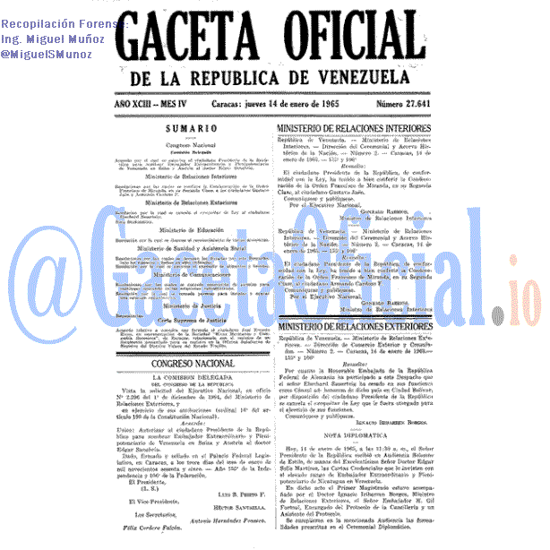 Gaceta Oficial 27641 del 14 Enero 1965