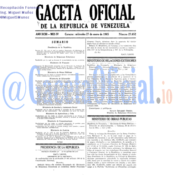 Gaceta Oficial 27652 del 27 Enero 1965
