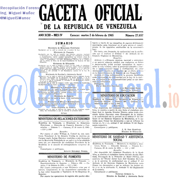 Gaceta Oficial 27657 del 2 Febrero 1965