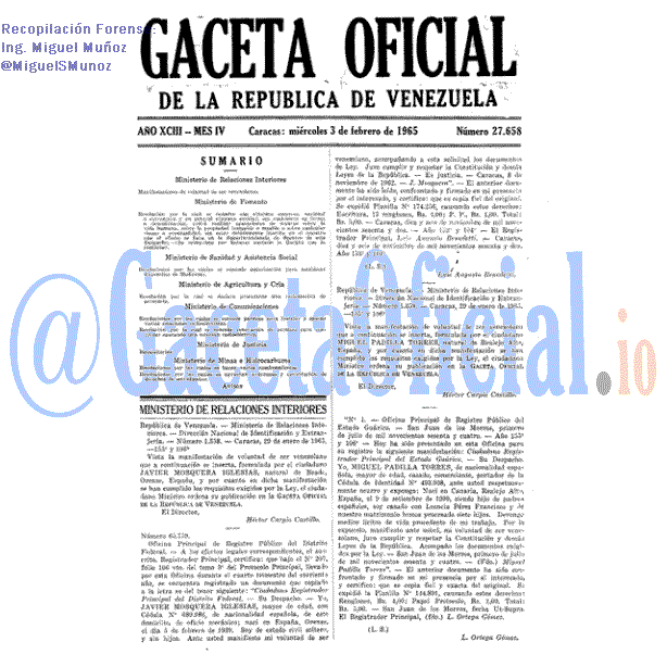 Gaceta Oficial 27658 del 3 Febrero 1965
