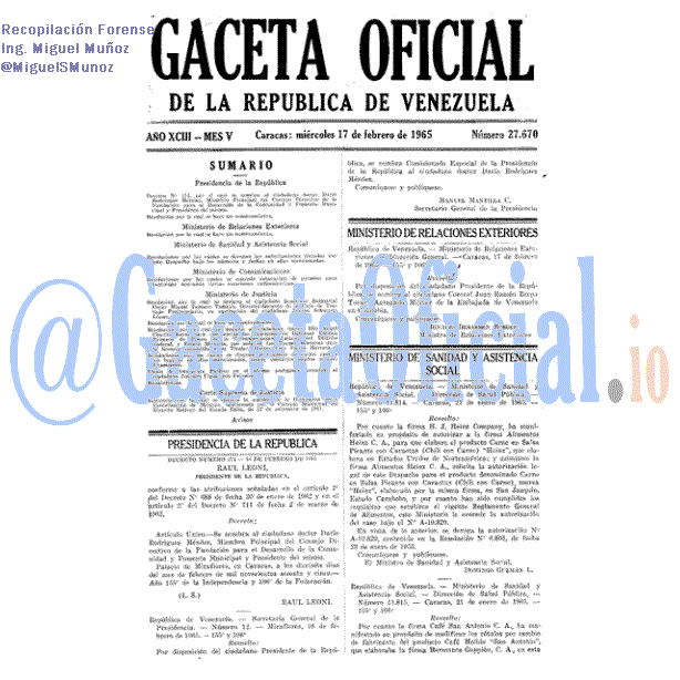 Gaceta Oficial 27670 del 17 Febrero 1965