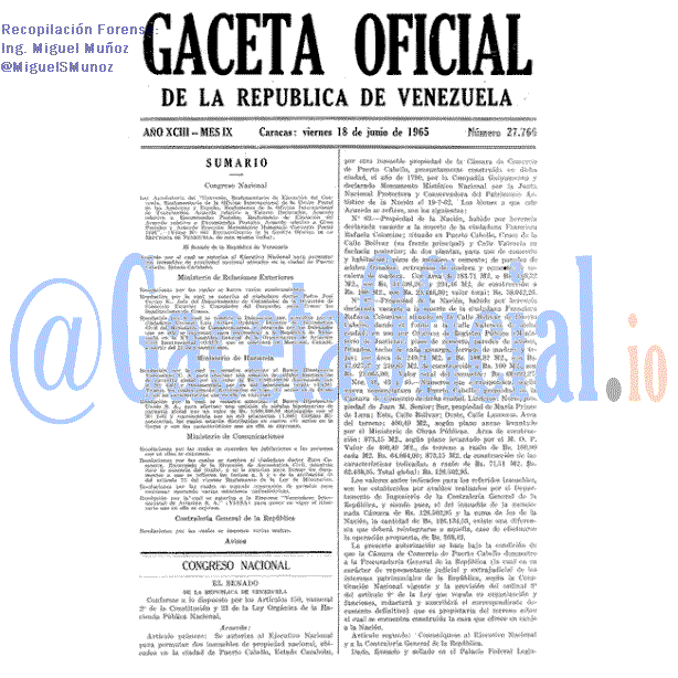 Gaceta Oficial 27766 del 18 Junio 1965