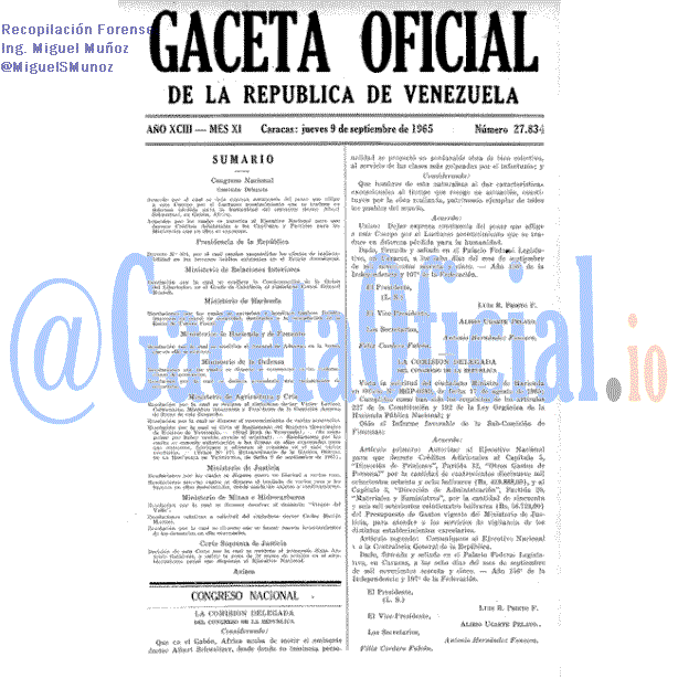 Gaceta Oficial 27834 del 9 Septiembre 1965