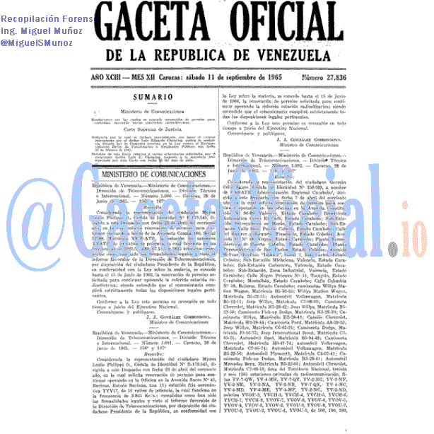 Gaceta Oficial 27836 del 11 Septiembre 1965