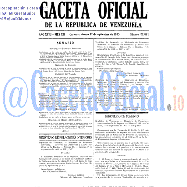Gaceta Oficial 27841 del 17 Septiembre 1965