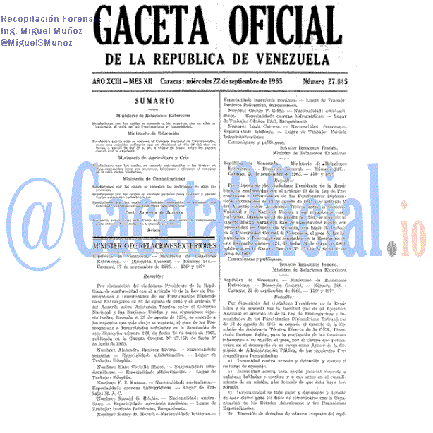 Gaceta Oficial 27845 del 22 Septiembre 1965