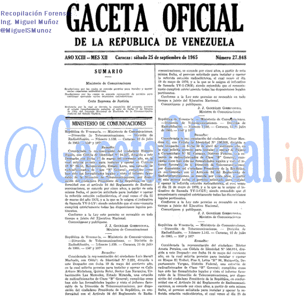 Gaceta Oficial 27848 del 25 Septiembre 1965