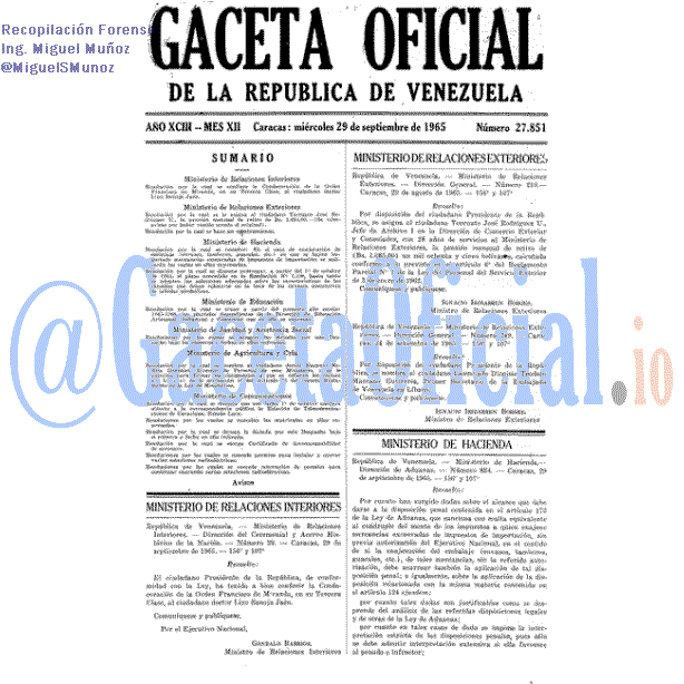 Gaceta Oficial 27851 del 29 Septiembre 1965