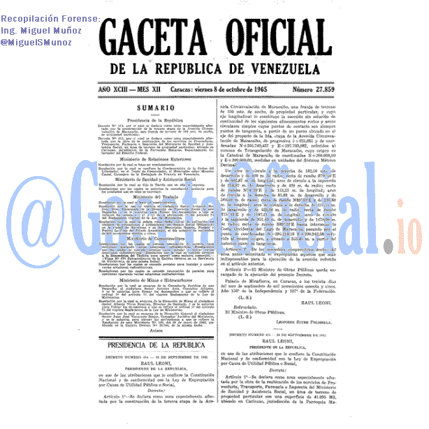Gaceta Oficial 27859 del 8 Octubre 1965