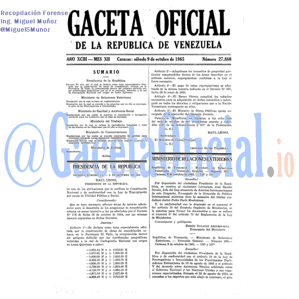 Gaceta Oficial 27860 del 9 Octubre 1965