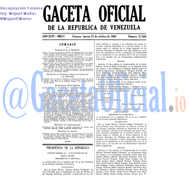 Gaceta Oficial 27869 del 21 Octubre 1965