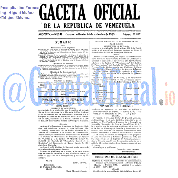 Gaceta Oficial 27897 del 24 Noviembre 1965