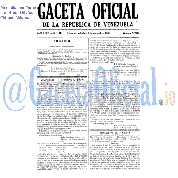 Gaceta Oficial 27918 del 18 Diciembre 1965