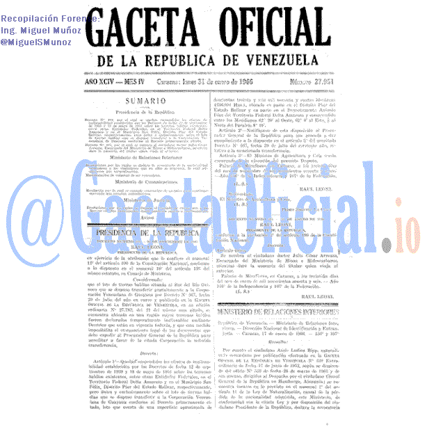 Gaceta Oficial 27951 del 31 Enero 1966