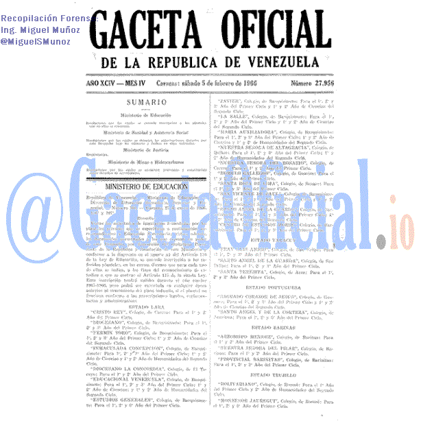 Gaceta Oficial 27956 del 5 Febrero 1966