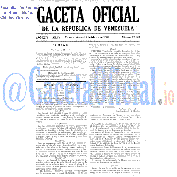 Gaceta Oficial 27961 del 11 Febrero 1966