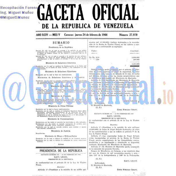 Gaceta Oficial 27970 del 24 Febrero 1966