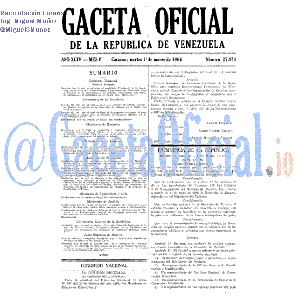 Gaceta Oficial 27974 del 1 Marzo 1966