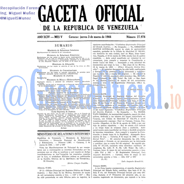 Gaceta Oficial 27976 del 3 Marzo 1966
