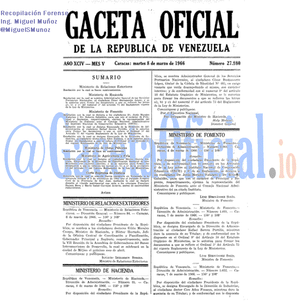 Gaceta Oficial 27980 del 8 Marzo 1966