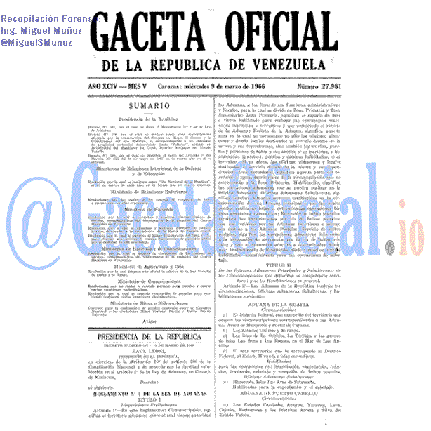 Gaceta Oficial 27981 del 9 Marzo 1966