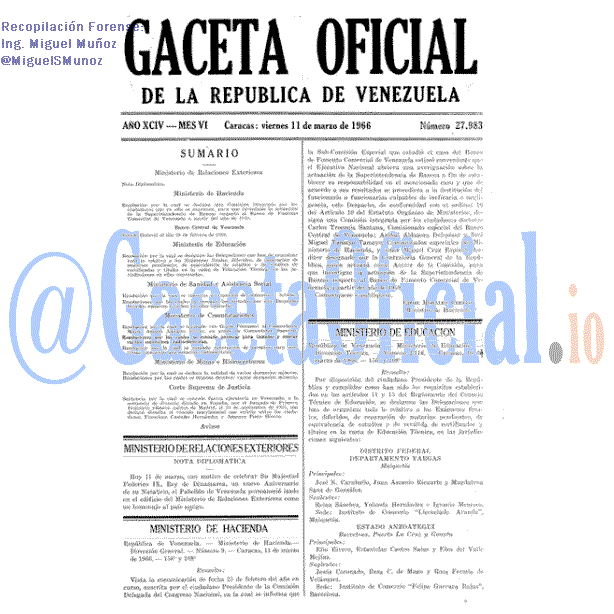 Gaceta Oficial 27983 del 11 Marzo 1966