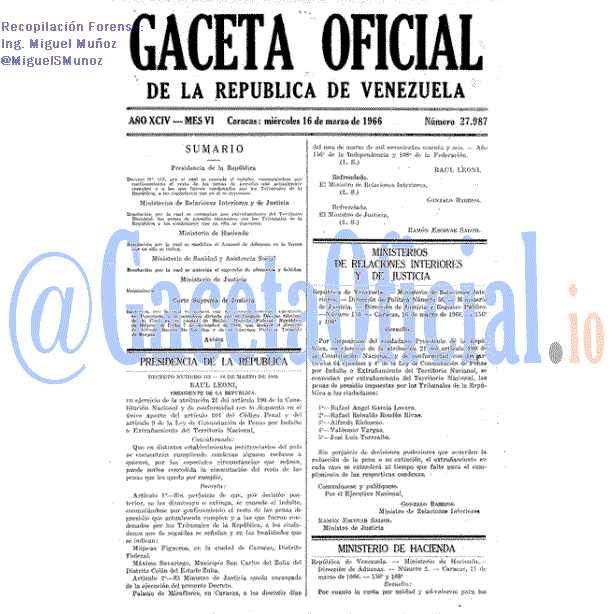 Gaceta Oficial 27987 del 16 Marzo 1966