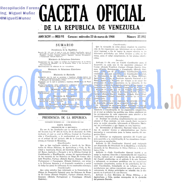 Gaceta Oficial 27992 del 23 Marzo 1966