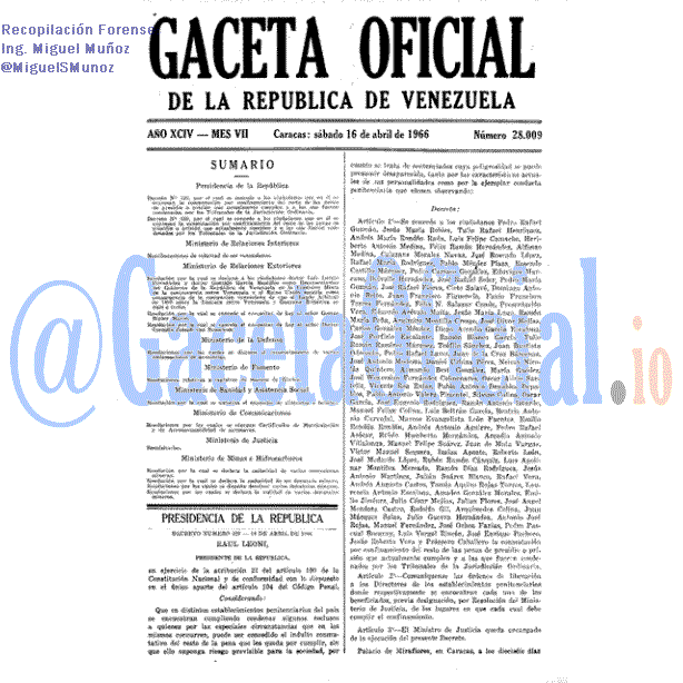 Gaceta Oficial 28009 del 16 Abril 1966