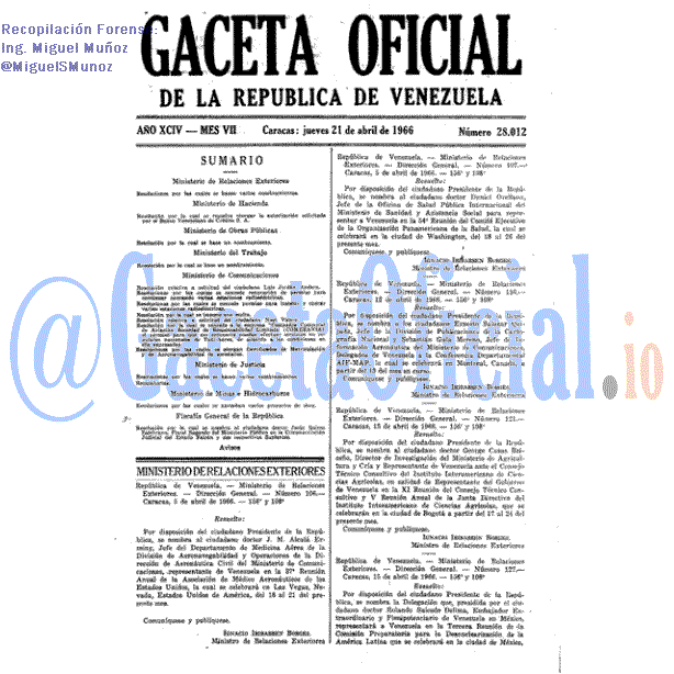 Gaceta Oficial 28012 del 21 Abril 1966