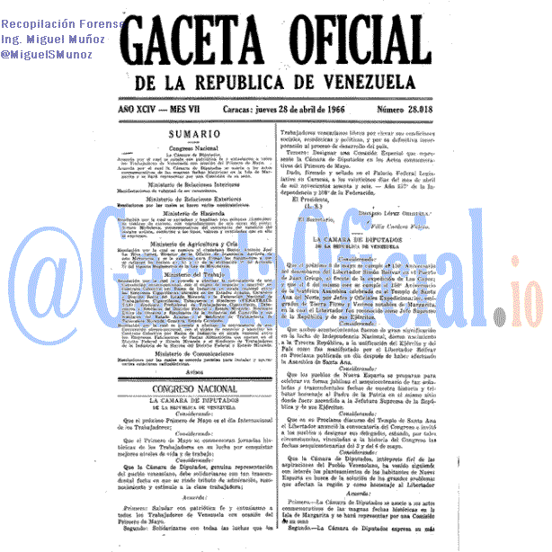 Gaceta Oficial 28018 del 28 Abril 1966