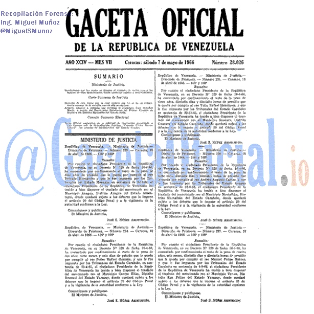 Gaceta Oficial 28026 del 7 Mayo 1966