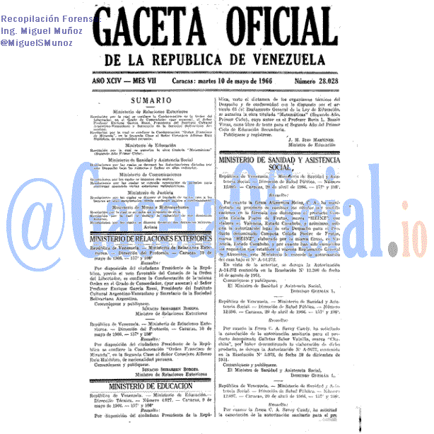 Gaceta Oficial 28028 del 10 Mayo 1966