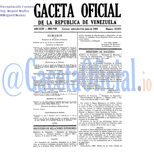 Gaceta Oficial 28053 del 8 Junio 1966