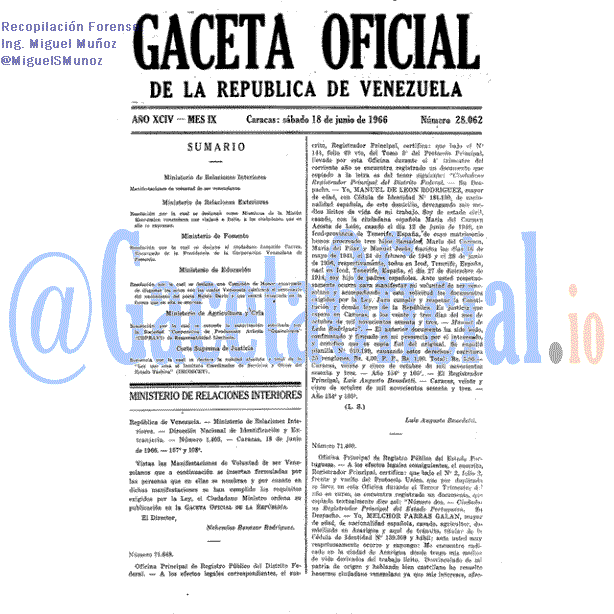 Gaceta Oficial 28062 del 18 Junio 1966