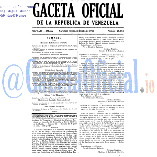 Gaceta Oficial 28088 del 21 Julio 1966