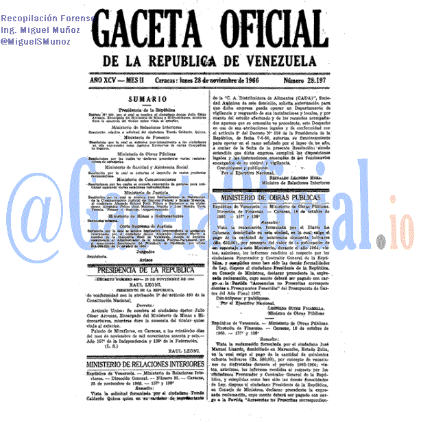 Gaceta Oficial 28197 del 28 Noviembre 1966