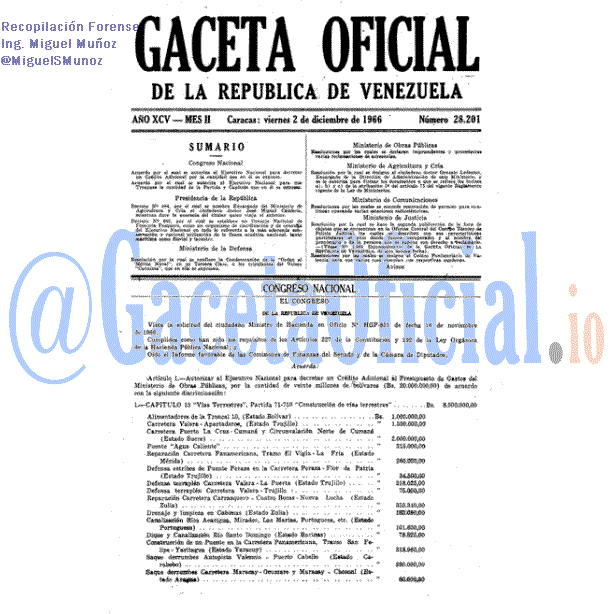 Gaceta Oficial 28201 del 2 Diciembre 1966