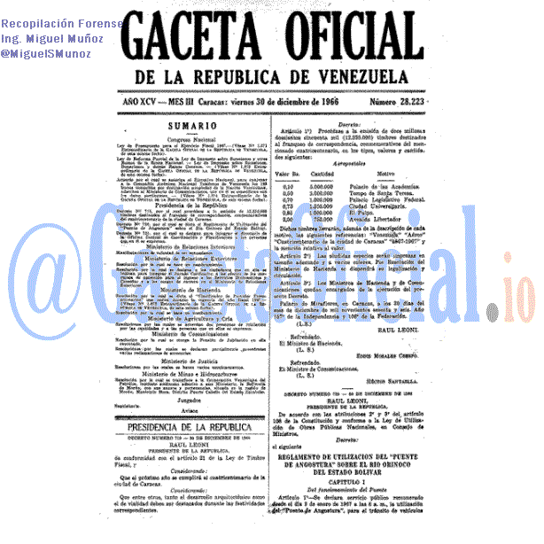 Gaceta Oficial 28223 del 30 Diciembre 1966