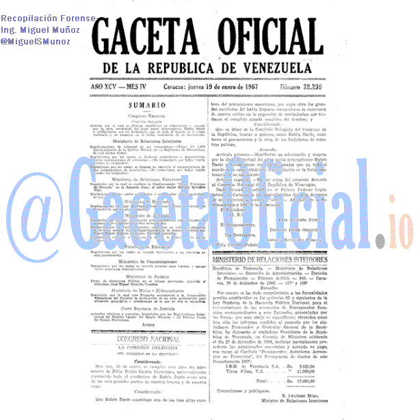 Gaceta Oficial 28239 del 19 Enero 1967