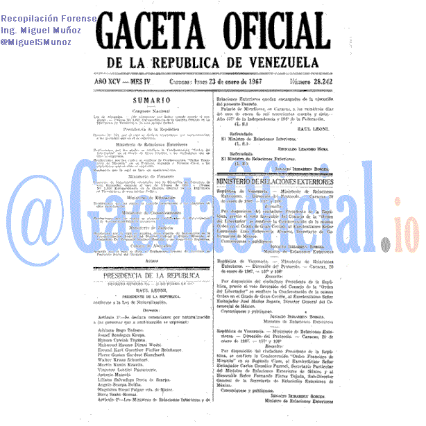 Gaceta Oficial 28242 del 23 Enero 1967